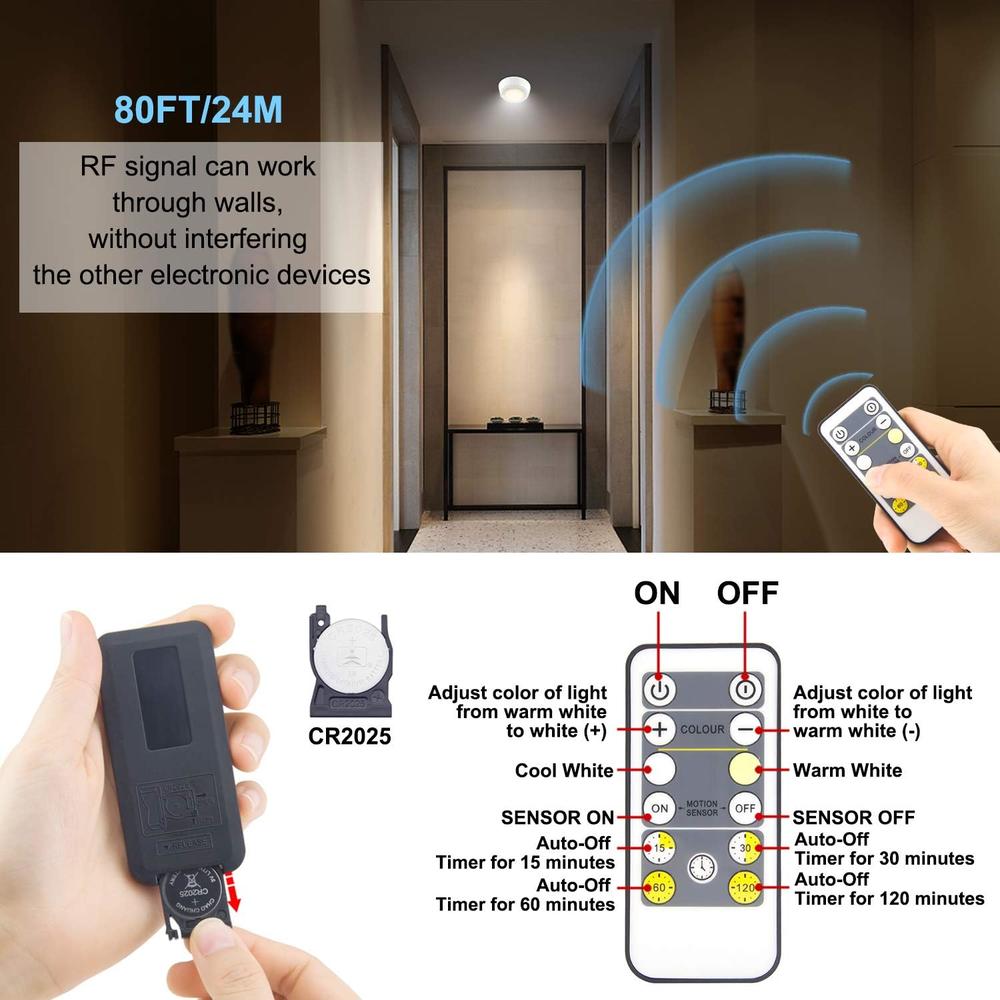 BIGMONAT Wireless Ceiling Light Shower Light with RF Remote Controlled Through Walls, Motion Sensor Bathroom Shower Light Battery Operat