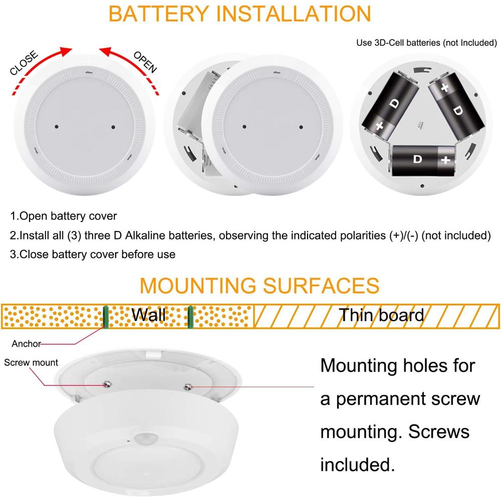 BIGMONAT Wireless Ceiling Light Shower Light with RF Remote Controlled Through Walls, Motion Sensor Bathroom Shower Light Battery Operat