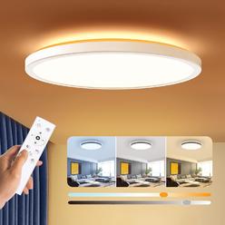 BLNAN Dimmable LED Flush Mount Ceiling Light Fixture with Remote Control,  12Inch 24W Round Close to Ceiling Lights, 3000K-6500K Ligh