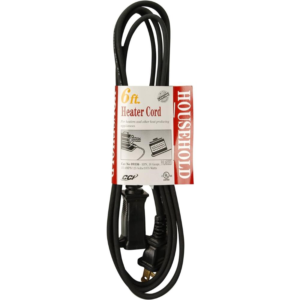 Coleman Cable 9327 15-Amp HPN Appliance Cord, Black, 6-Foot