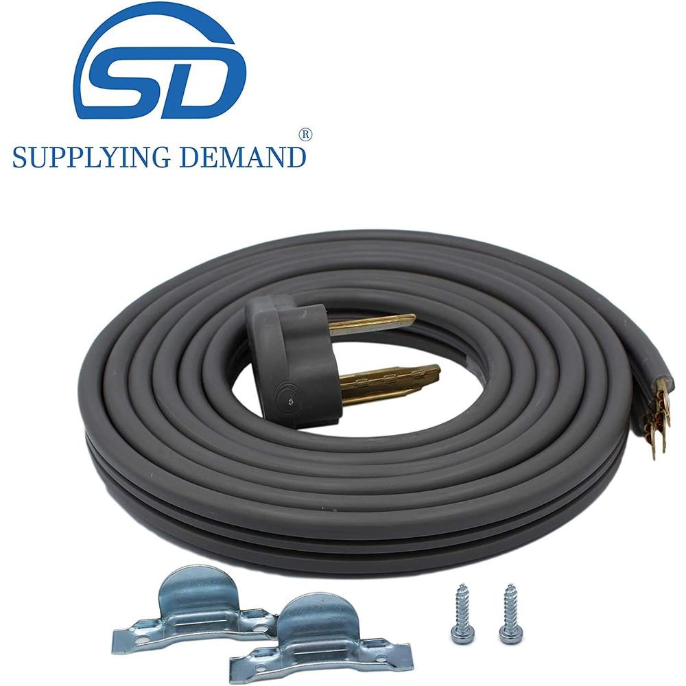 Supplying Demand 10 Feet 3 Prong Clothes Dryer Power Cord 30 AMP 250 Volts 10 AWG Compatible with All Major Residential Brands