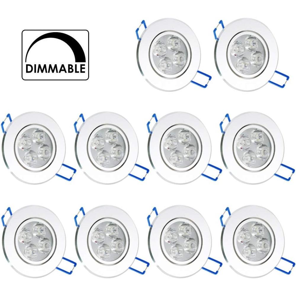 pocketman 10 Pack, 110V 4W Dimmable LED Ceiling Light Downlight,Cool White Spotlight Lamp Recessed Lighting Fixture,with LED Driver