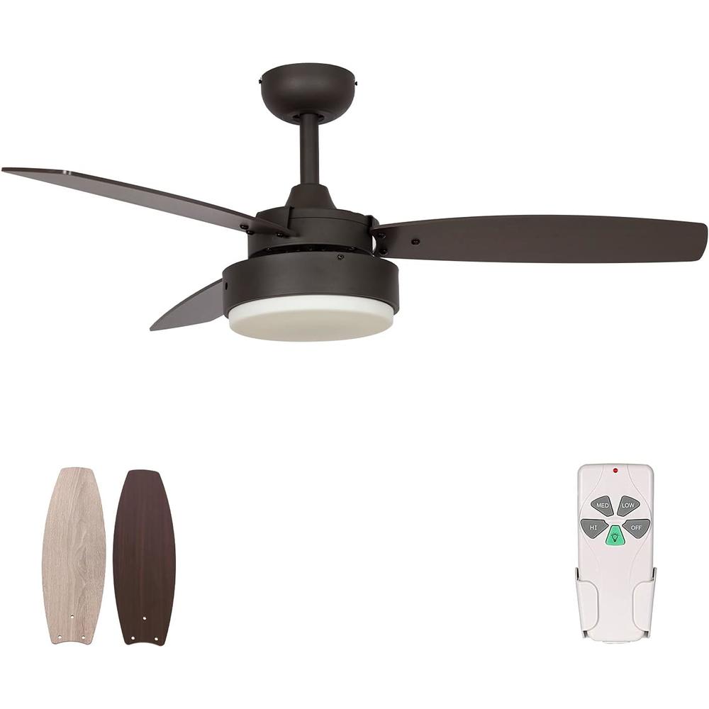HYATECH 42 Inch Modern Style Indoor Ceiling Fan with Dimmable Light Kit and Remote Control, Reversible Blades, ETL for Living room, Bed