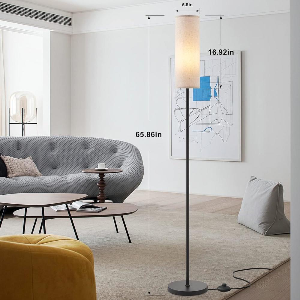 Ambimall Floor Lamp for Living Room Modern - Pole Lamps for Bedrooms Tall,  Modern Standing Lamps with Lampshade, 65'' Tall Lamp for Off