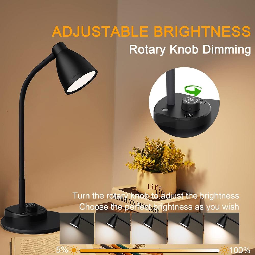 bohon LED Desk Lamp with USB Charging Port 3 Color Modes Fully Dimmable Reading Light Intelligent Induction Auto Dimming Task Lamp Fl