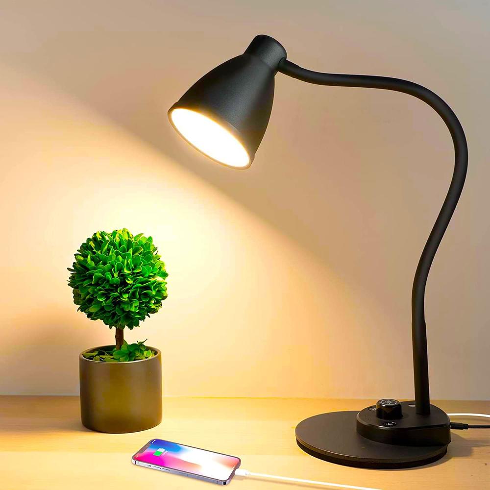 bohon LED Desk Lamp with USB Charging Port 3 Color Modes Fully Dimmable Reading Light Intelligent Induction Auto Dimming Task Lamp Fl