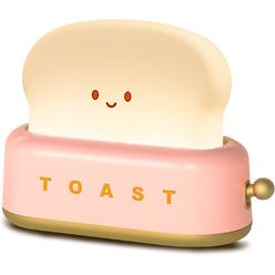 QANYI Cute Desk Decor Toaster Lamp, Kawaii LED Toast Bread Night Light Rechargeable and Portable Light with Timer, Christmas Gifts Id