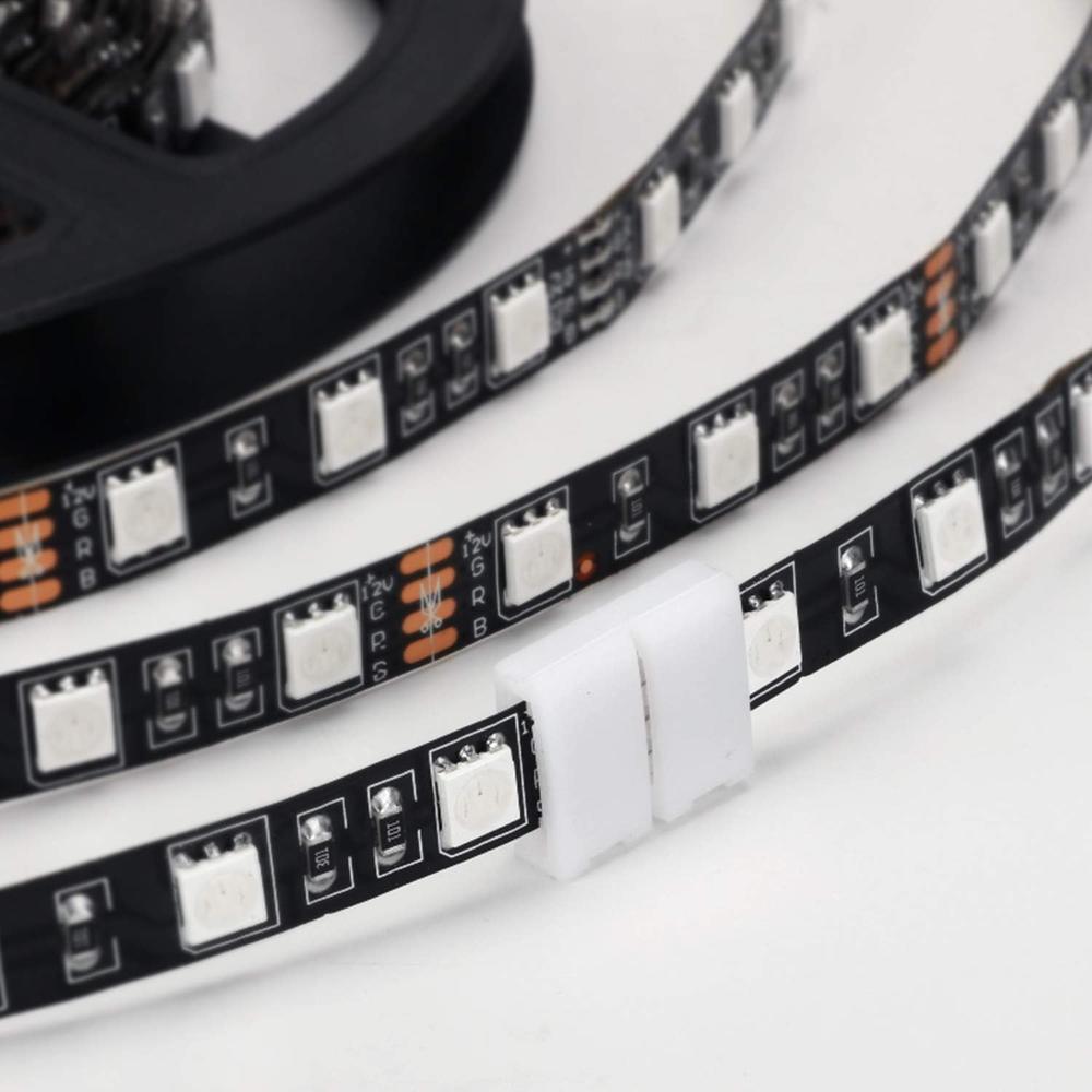 WENHSIN 10Packs 4-Pin RGB LED Light Strip Connectors 10mm Unwired Gapless Solderless Adapter Terminal Extension for SMD 5050 Multicolor