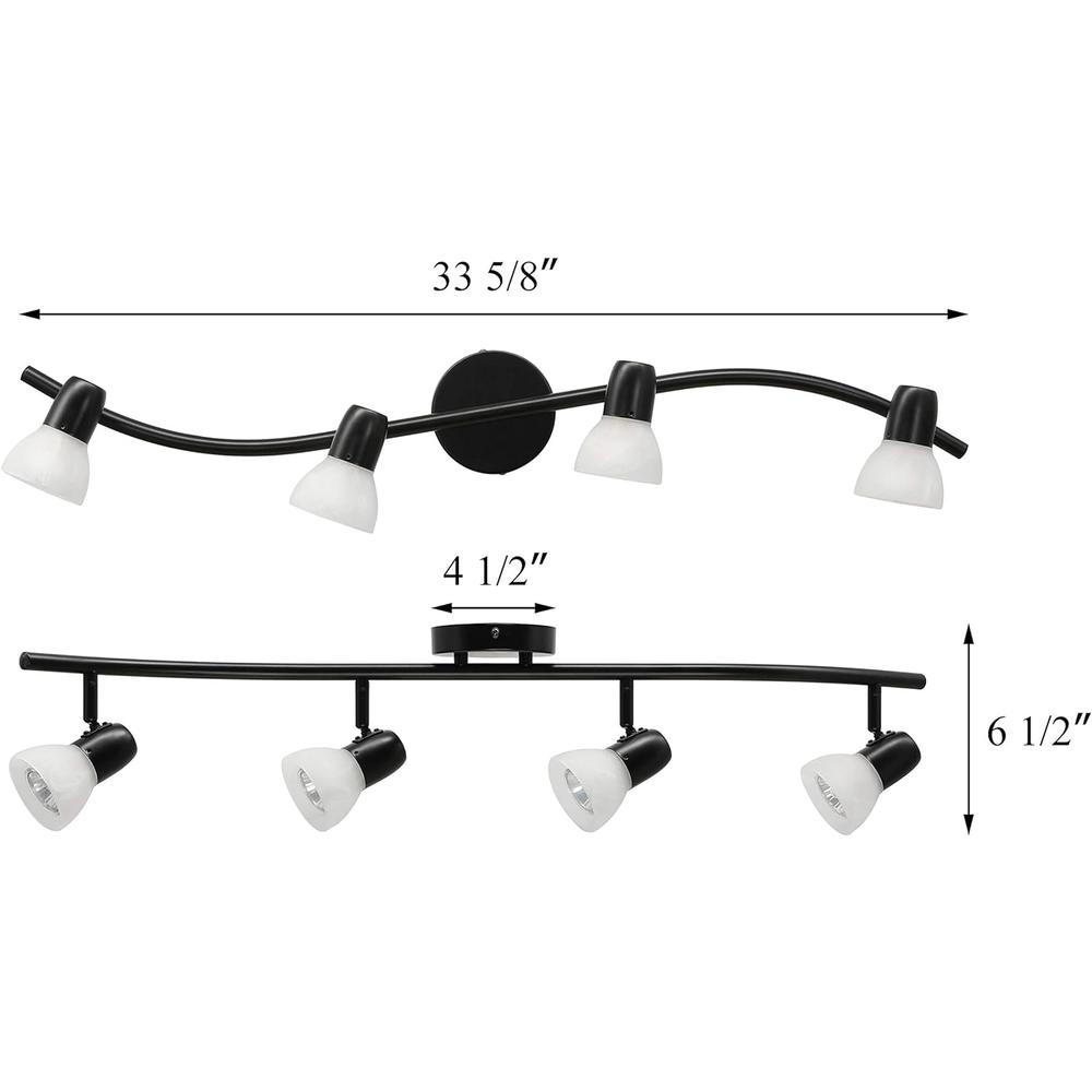 XiNBEi Lighting Track Lighting, 4 Light Modern Black Curved Kitchen Track Ceiling Light Fixtures XB-TR1223-4-MBK