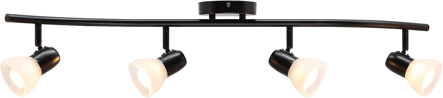 XiNBEi Lighting Track Lighting, 4 Light Modern Black Curved Kitchen Track  Ceiling Light Fixtures XB-TR1223-4-MBK
