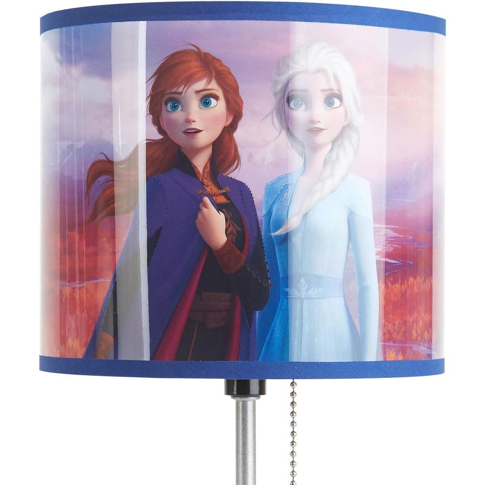Idea Nuova Frozen 2 Stick Table Kids Lamp with Pull Chain, Themed Printed Decorative Shade