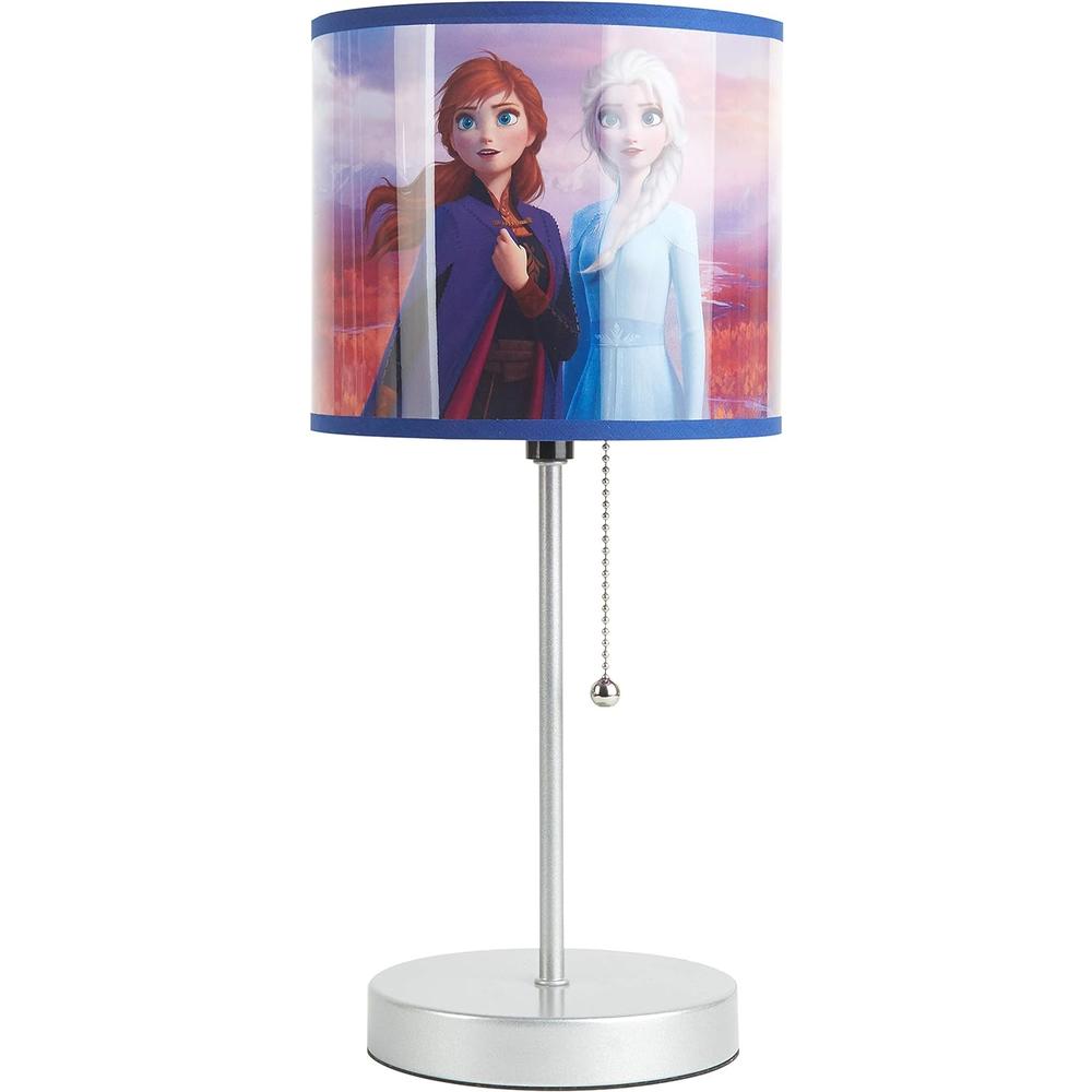 Idea Nuova Frozen 2 Stick Table Kids Lamp with Pull Chain, Themed Printed Decorative Shade