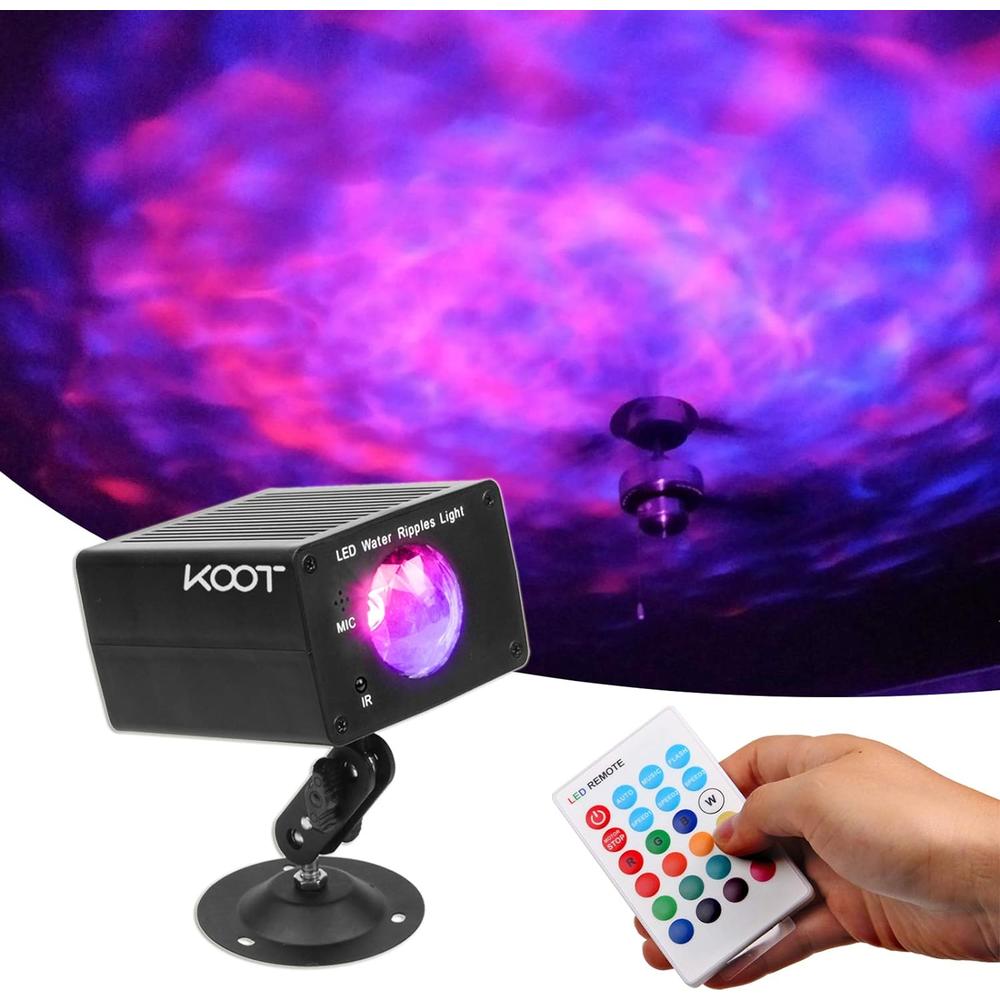 KOOT 16 Color Water Ripple Lights, Sound Activated Flash Water Wave Lights Party Lighting LED Water Effect Projector Holiday Lights