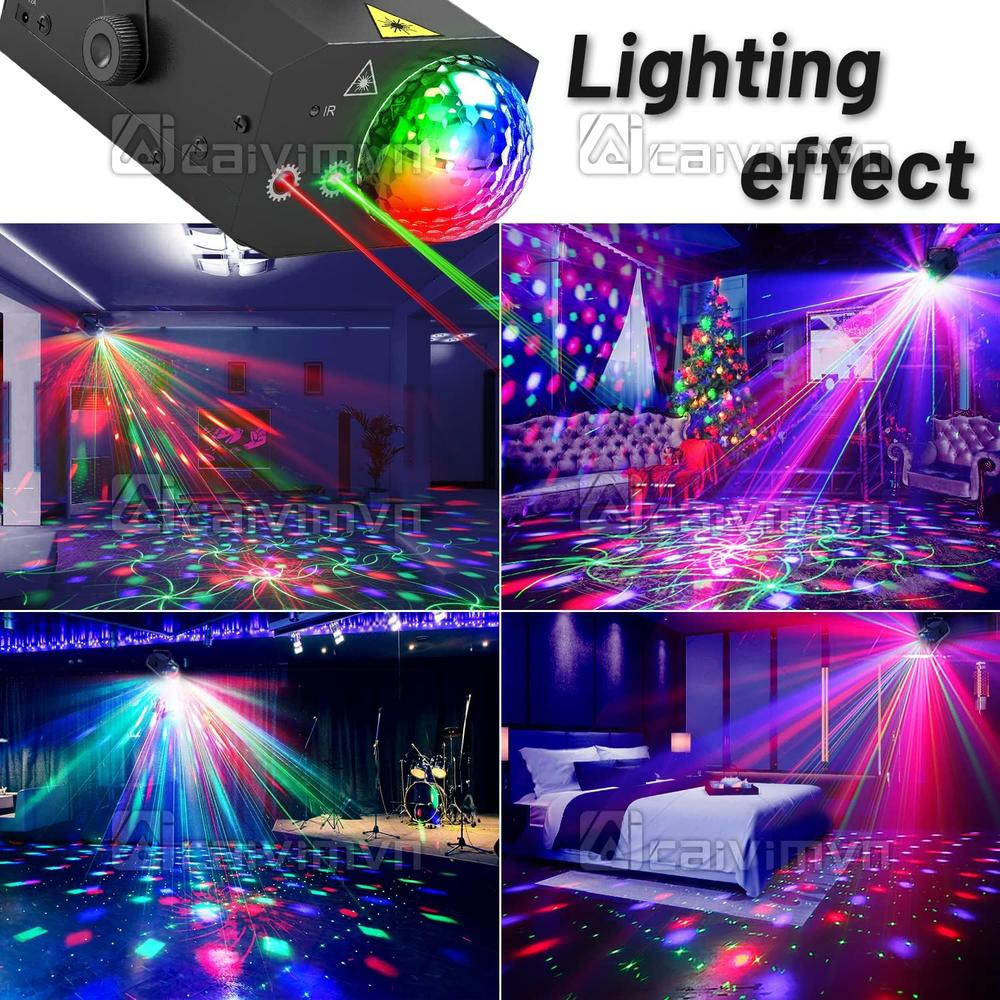 Caivimvn Party Lights Disco Ball Light, Dj Disco Lights LED Stage Light Strobe Lights Sound Activated with Remote Control for Xmas Club
