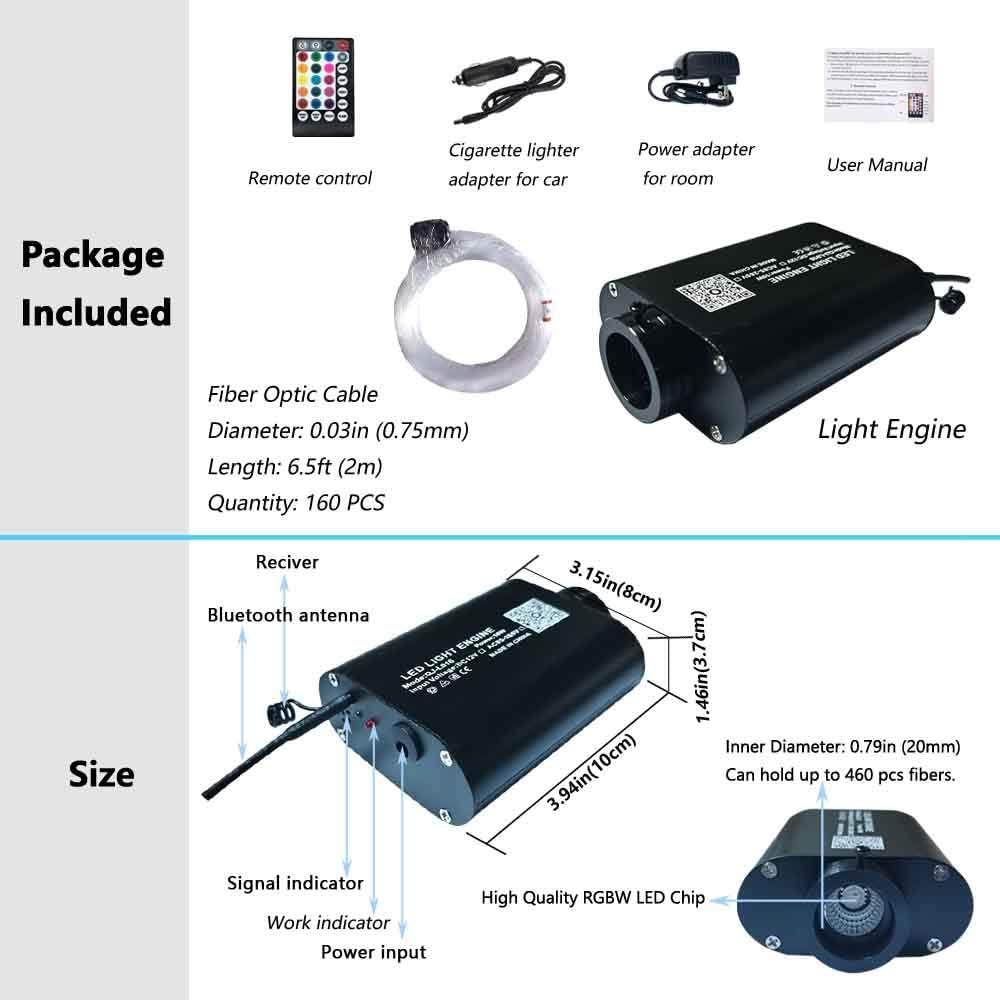 FIREWORK Bluetooth 16W RGBW Starlight Headliner, APP/Remote Music Mode LED Fiber Optic Light Star Ceiling Light Kit for Car Hom
