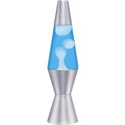 Lava Lite 1953 Silver Base Lamp with White Wax in Blue Liquid, 11.5", White Wax/Blue Liquid/Silver Base