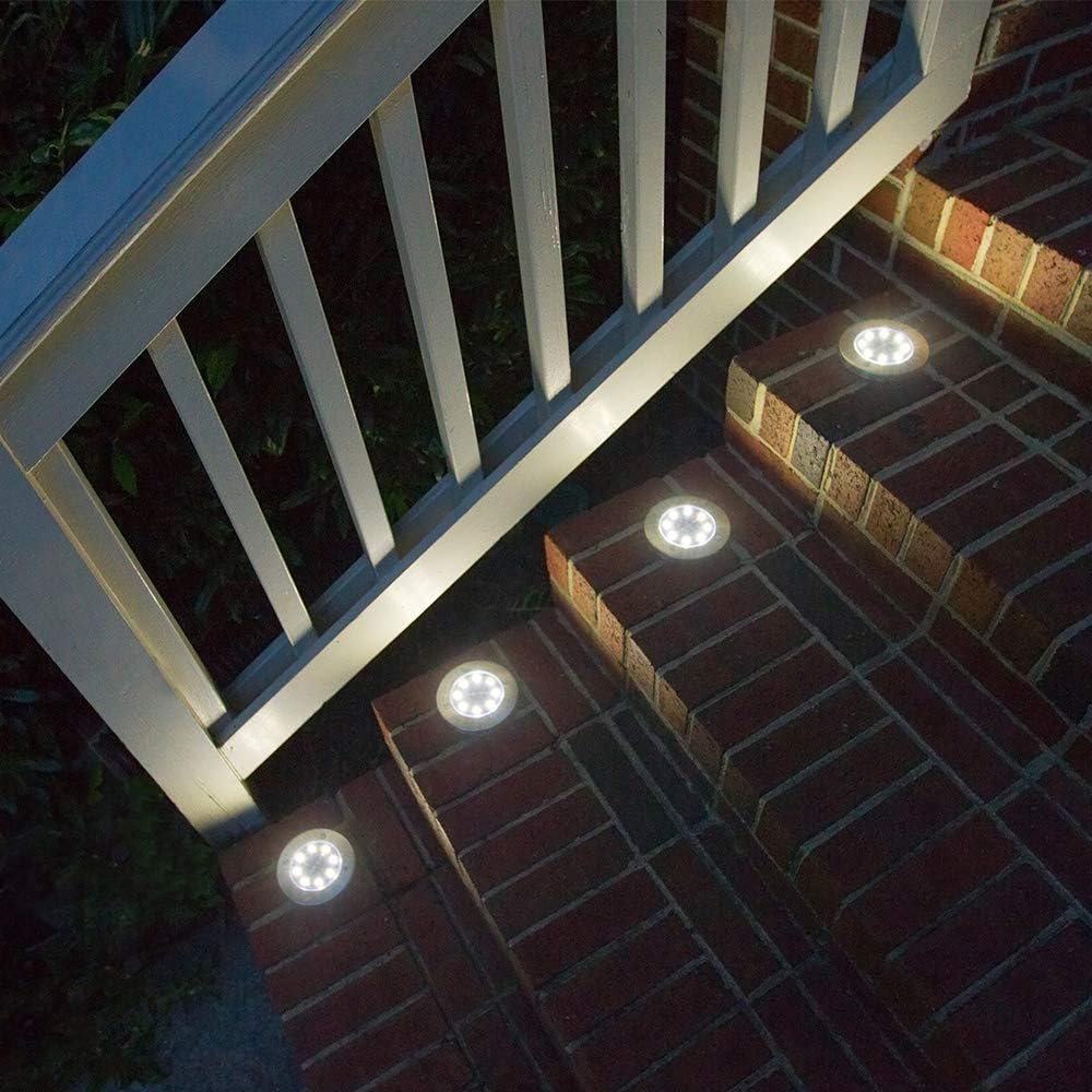 Aogist Solar Ground Lights,8 LED Garden Lights Patio Disk Lights In-Ground Outdoor Landscape Lighting for Lawn Patio Pathway Yard Deck