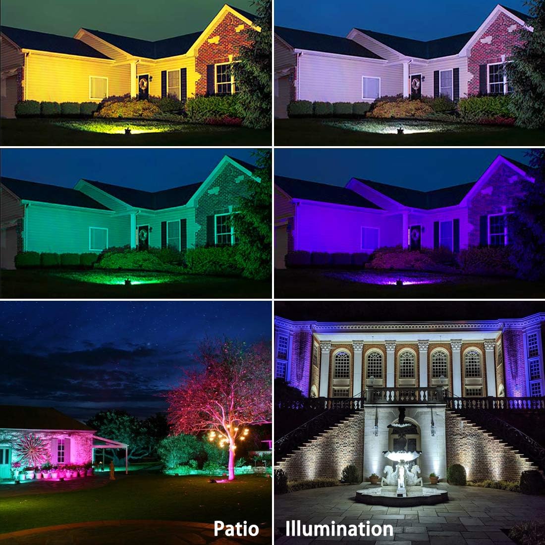 MELPO 30W Led Flood Light Outdoor 300W Equivalent, Color Changing RGB Lights with Remote, 120 RGB Colors, Warm White 2700K, Timing, C