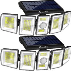 AmeriTop Solar Lights Outdoor &#226;&#128;&#147;  300 LED 7000K Motion Sensor Lights Cordless; 5 Adjustable Heads, 360&#