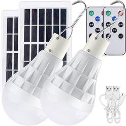 Lampelc Solar Light Bulbs with Remote Timer, 350LM 4 Light Modes Solar Indoor Lights for Home Chicken Coop Shed, Solar Bulb for Outdoor