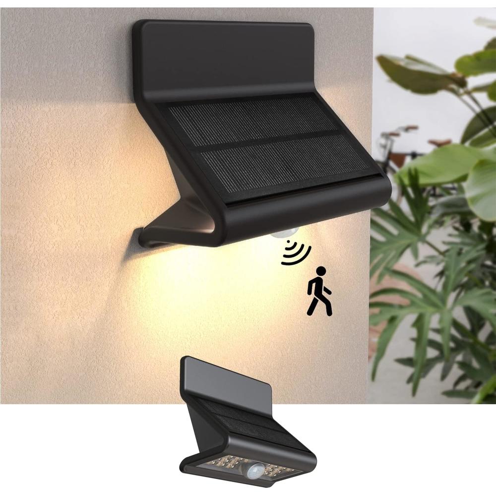 AURAXY LED Solar Motion Sensor Waterproof Outdoor Security Flood Lights, Battery Powered Outside Motion Activated Wall Light, Applied