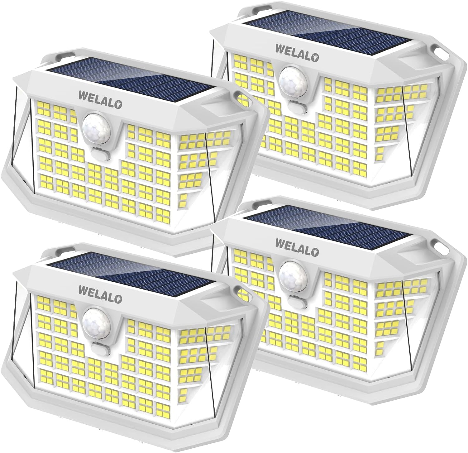 WELALO Solar Motion Sensor Lights Outdoor, [3 Modes/4 Pack/188 LED] 270&#194;&#176; Wide Angle Lighting, Wireless Security Sol