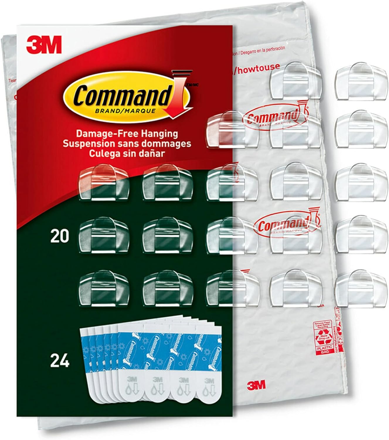 3M AW017-20NA Command Outdoor Light Clips, Damage Free Hanging Light Clips  with Adhesive Strips, Wall Clips for Hanging Outdoor Christmas Dec