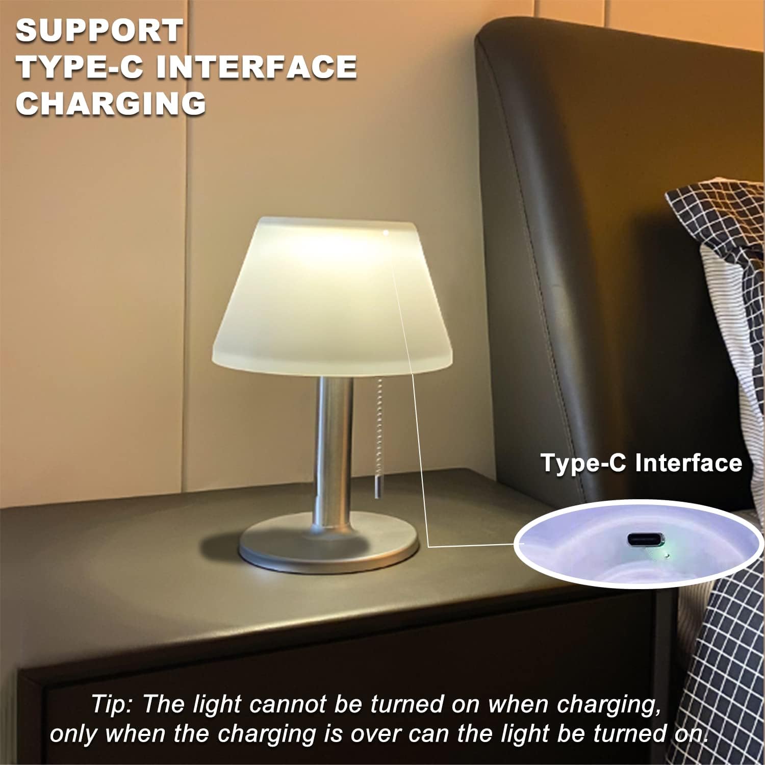 Awanber Solar Table Lamp, Support USB Charging, 3-Level Brightness Solar LED Night Lights with Pull Chain Waterproof Solar Garden Light