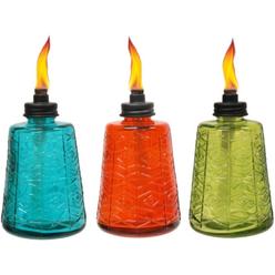 Tiki 6-Inch Molded Glass Table Torch, Red, Green