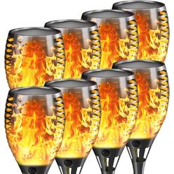 Oalysam Solar Tiki Torch Lights with Flickering Flames for Halloween, 33 Led Torch Stake Light Outdoor Decorative, Waterproof Landscape