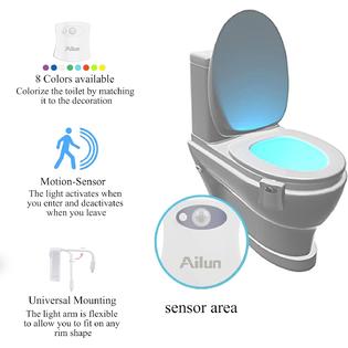 AILUN Toilet Night Light 2Pack Motion Sensor Activated LED Light 8 Colors  Changing Toilet Bowl Illuminate
