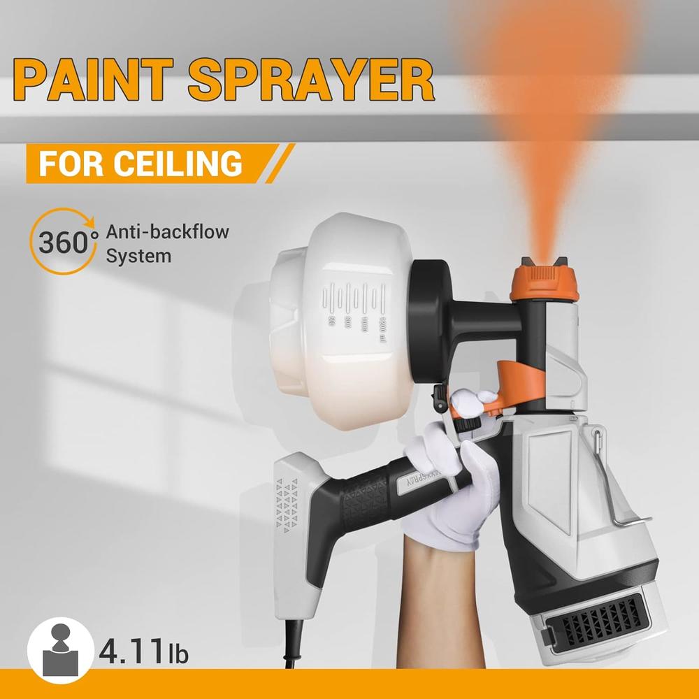 Batavia Paint Sprayer, HVLP Electric Spray Paint Gun, 1200ML, 4 Nozzles, 3 Patterns, Paint Sprayer for House Painting, Home Interior an
