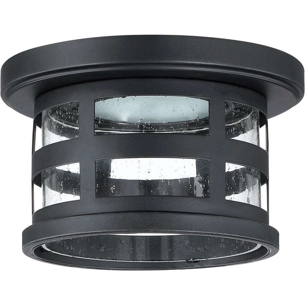 Design House 587212-BLK Washburn Integrated LED Outdoor/Indoor Ceiling Light with Clear Seedy Glass for Porch Entryway Patio Hallway, Matte