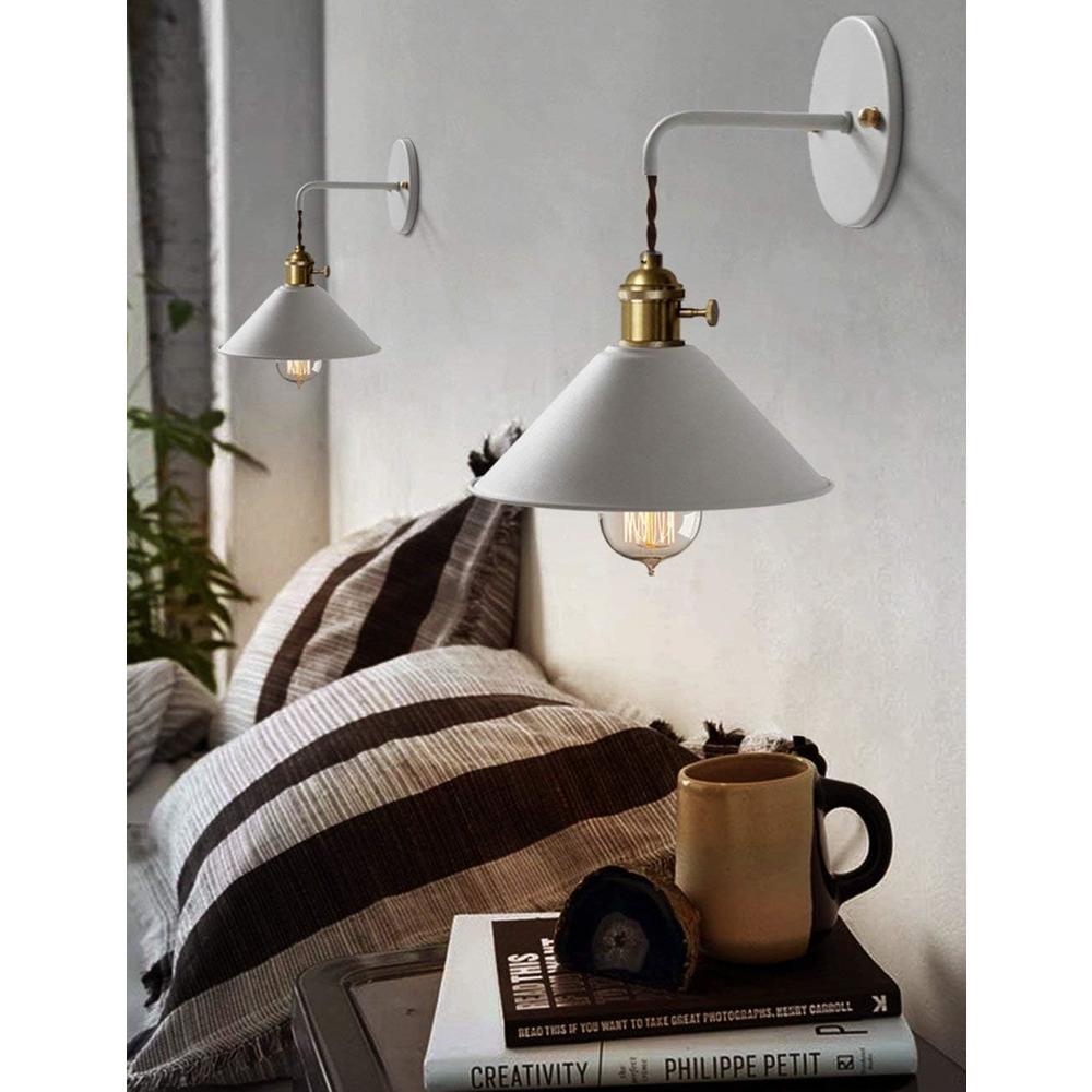 iYoee Wall Sconce Lamps Lighting Fixture with on Off Switch,White Macaron Wall lamp E26 Edison Copper lamp Holder with Frosted