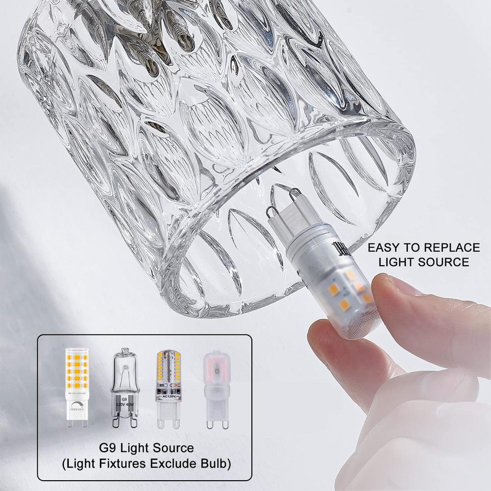 SantoStock Modern Bathroom Light Fixtures 3-Light Crystal Glass Vanity Lights Over Mirror, Brushed Nickel Bath Light Fixture (G