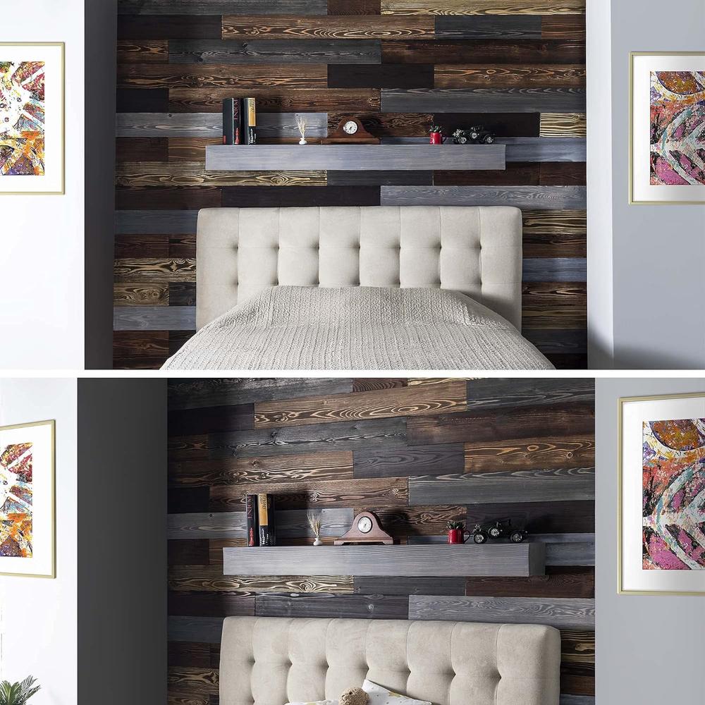 BoscoMondo Barn Wood Wall Planks, Rustic Solid Wood Panels, Shiplap Boards, Accent Wall Decor, 22 Square feet - 48" Long - 5.5"