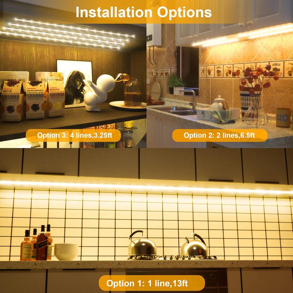 LAFULIT 8 PCS Under Cabinet Lighting Kit, Bright Under Cabinet Lights, Flexible Led Strip Lights with RF Remote and Power Adapter, for