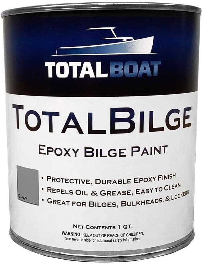 TotalBoat Totalbilge Epoxy Based Bilge Paint for Boat Bilges, Bulkheads, Engine Rooms and Locker Areas (Gray, quart)