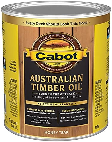 cabot 140.0003458.005 Australian Timber Oil Stain, 1 Quart, Honey Teak