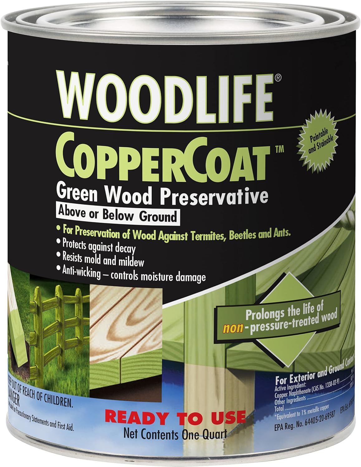 Rust-Oleum 1904A Wolman (Woodlife) CopperCoat Green Wood Preservative-Below  Ground, Quart