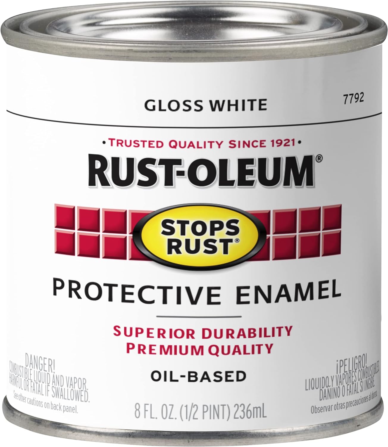 Rust-Oleum 7792730 Stops Rust Gloss Brush On Paint, 8 Fl Oz (Pack of 1), 8 oz, 12