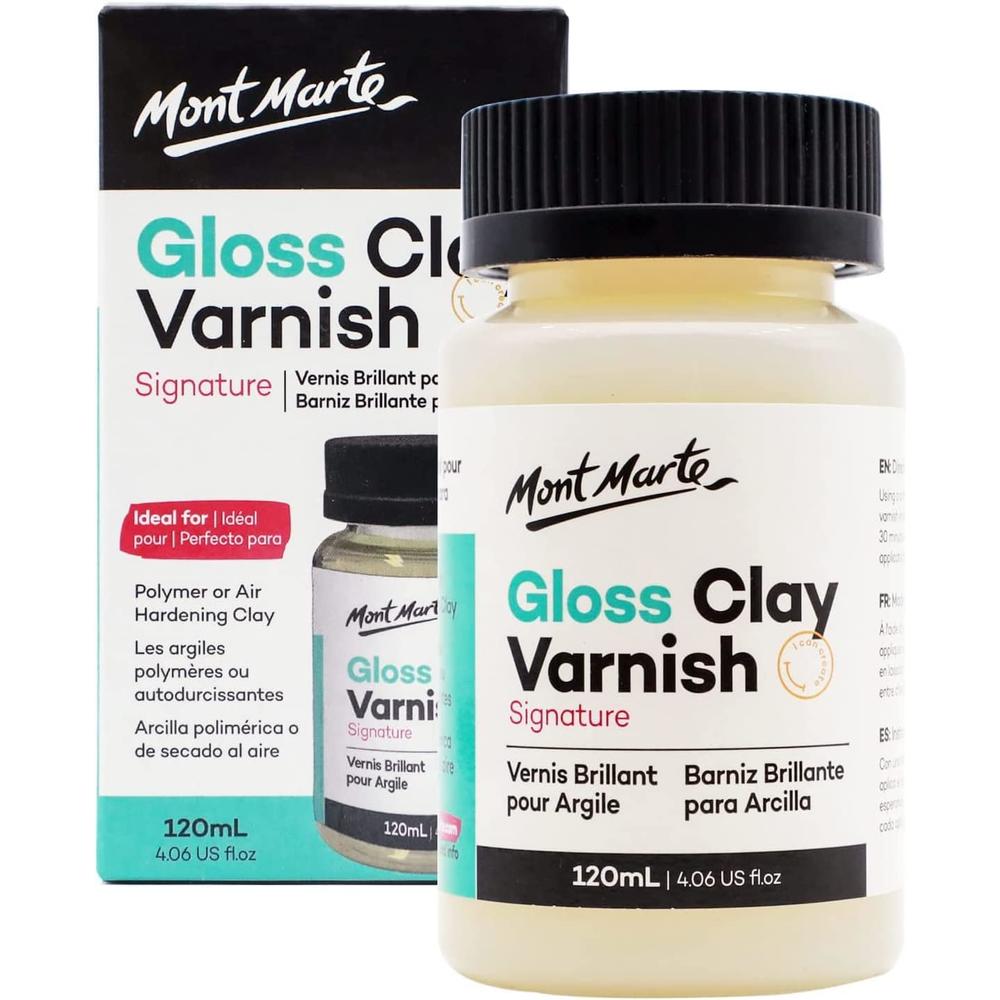 Mont Marte Clay Varnish Gloss Signature 4.05oz (120ml) Clay Sculpture Sealant, Glossy Clay Varnish, Varnish for Polymer or Air Hardening C