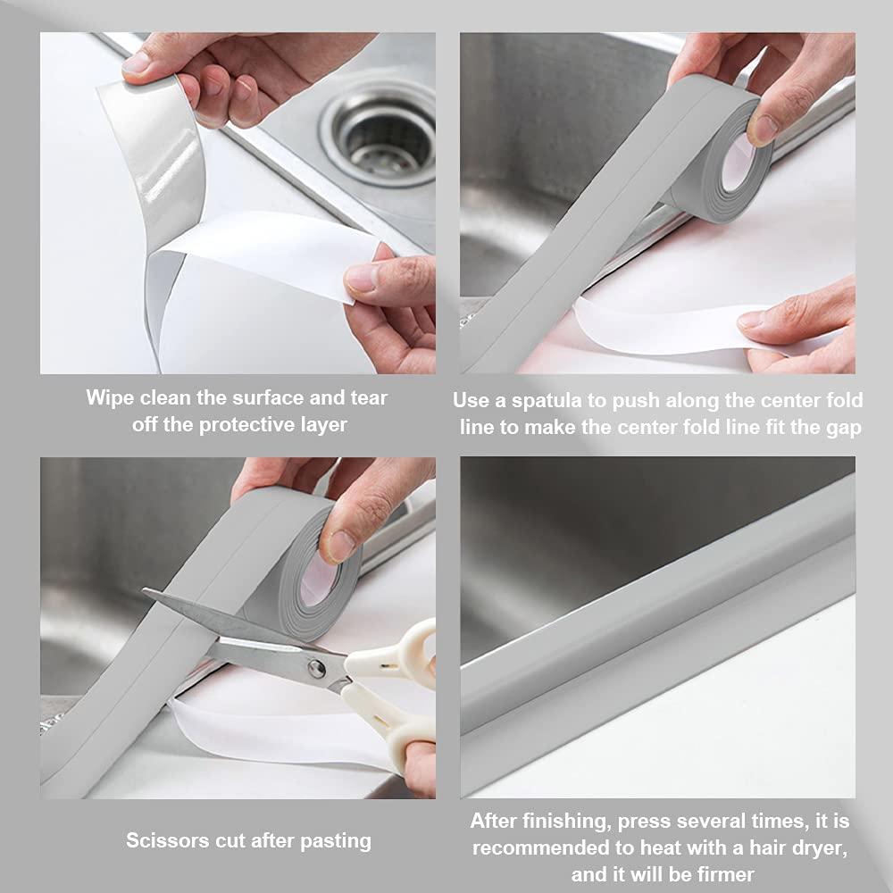 Generic 2 Pack Tape Caulk Strip PVC Self Adhesive, Waterproof Caulking  Sealing Tape, Shower Floor Wall