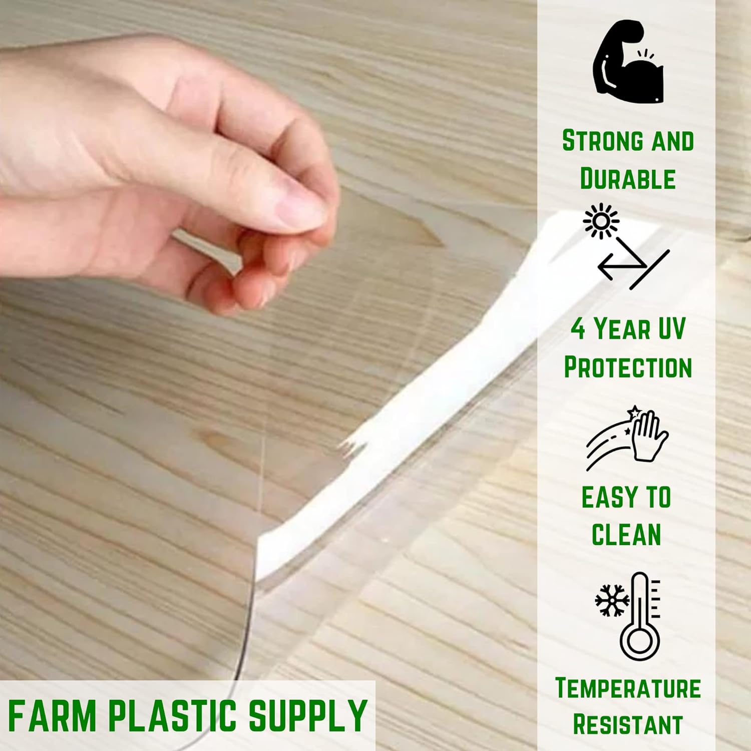 Farm Plastic Supply - Clear Vinyl Sheeting - 15 Mil - (4'6" x 3.5') - Vinyl Plastic Sheeting, Clear Vinyl Sheet for Storm Windows, Covering, P