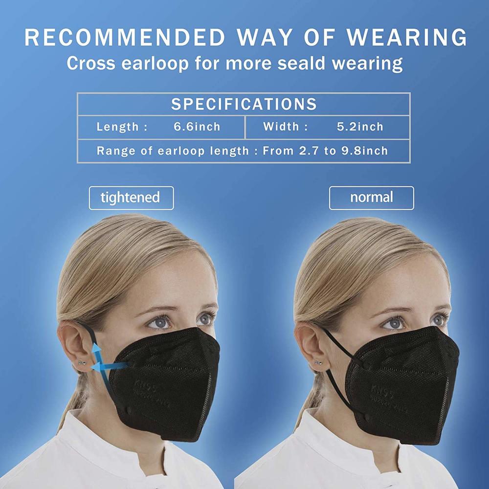 Generic Hotodeal KN95 Face Mask 40 PCs, Black KN95 Mask, 5 Layers Cup Dust Mask, for Men, Women, Healthcare Worker, Essential Workers