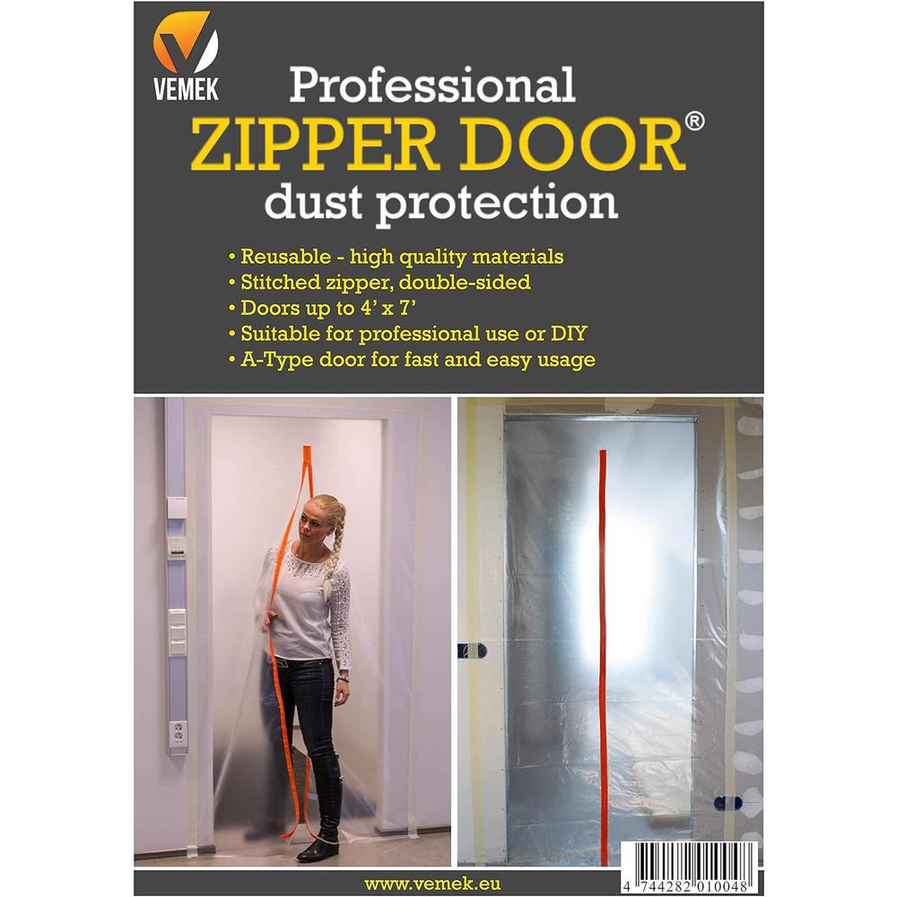 VEMEK Professional Zipper Door, Dust Protection Wall, Barrier for Dust Containment - Heavy-Duty Construction Access Door - Plastic Sh