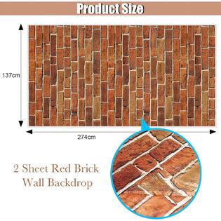 Chuangdi 2 Sheets 4.5 x 9 Feet Brick Stone Wall Backdrop Stone Wall Scene  Setter Brick Sheet Wallpaper Curtains Door Removable Brick Tab