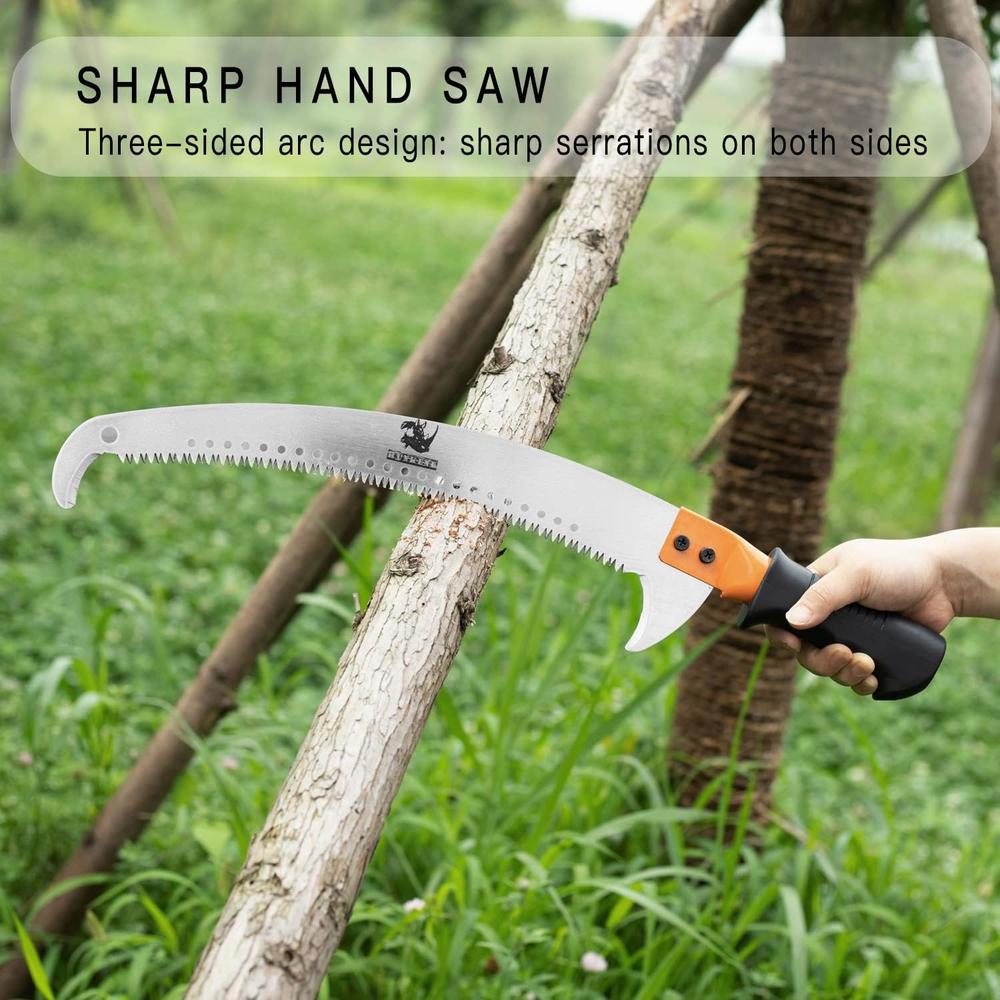 HUNKENR Manual Pole Saw&#239;&#188;&#140;5-16 Ft Extendable Tree Pruner/Pole Saws for Tree Trimming with Detachable Handsaw