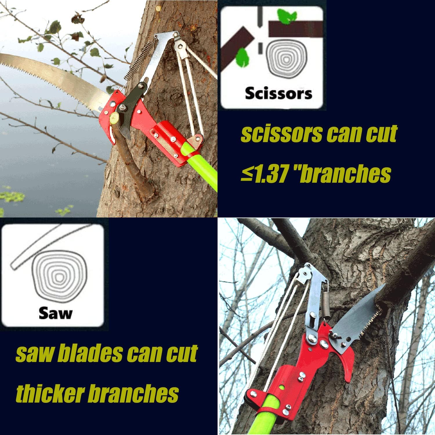 Techtongda 26 Feet Tree Pruner Pole Saws for Tree Trimming (Scissor + Saw) Palm Tree Trimmer Manual Tree Pole Pruners for Tree Trimming Sa