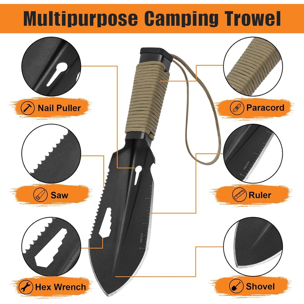FLYEGO Backpacking Trowel, Lightweight Camping Hiking Trowel Poop Shovel Backpacking Shovel Ultralight with Carrying Pouch for Metal D
